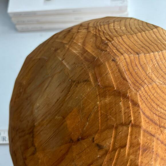 Vintage Primitive Folk Art Hand Carved Wood Serving Bowl 11" MCM - Picture 5 of 10